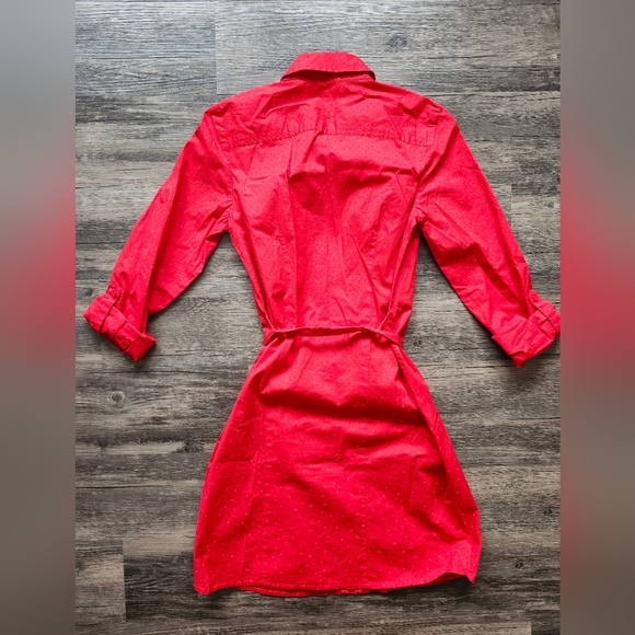 Tommy Hilfiger Polkdadot Red Button-Up Shirt Dress - Picture 4 of 6